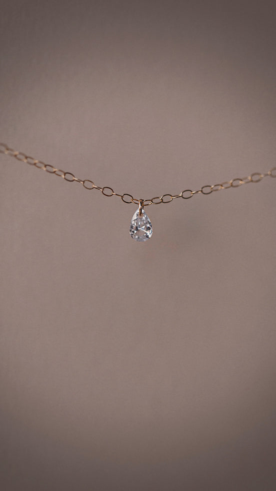 Floating Pear CZ Necklace