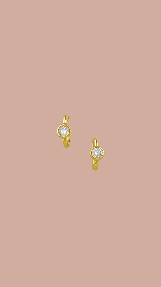 Mini Bezel CZ Hoops