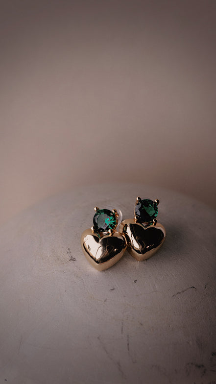 Emerald Heart Studs