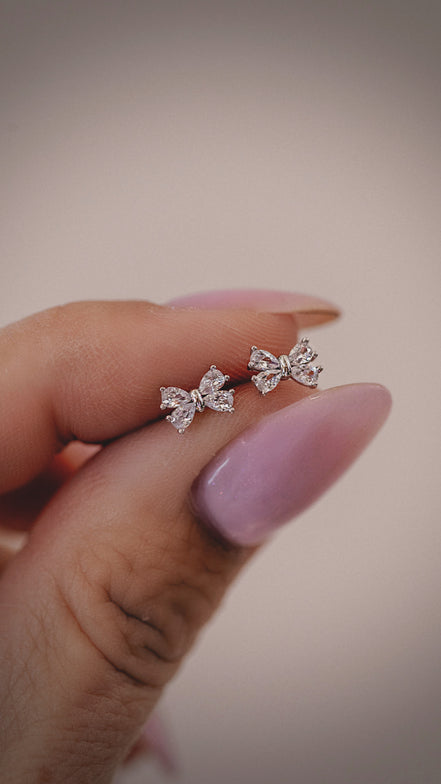 Tiny Silver Bow Studs