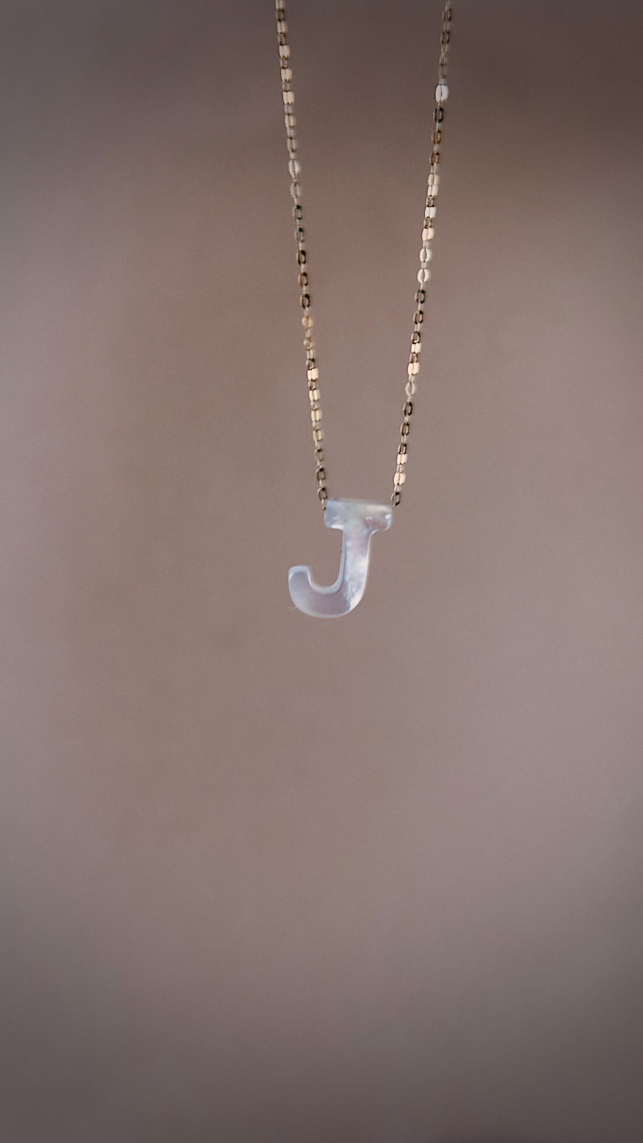 Solid Gold Mother of Pearl Initial Necklace