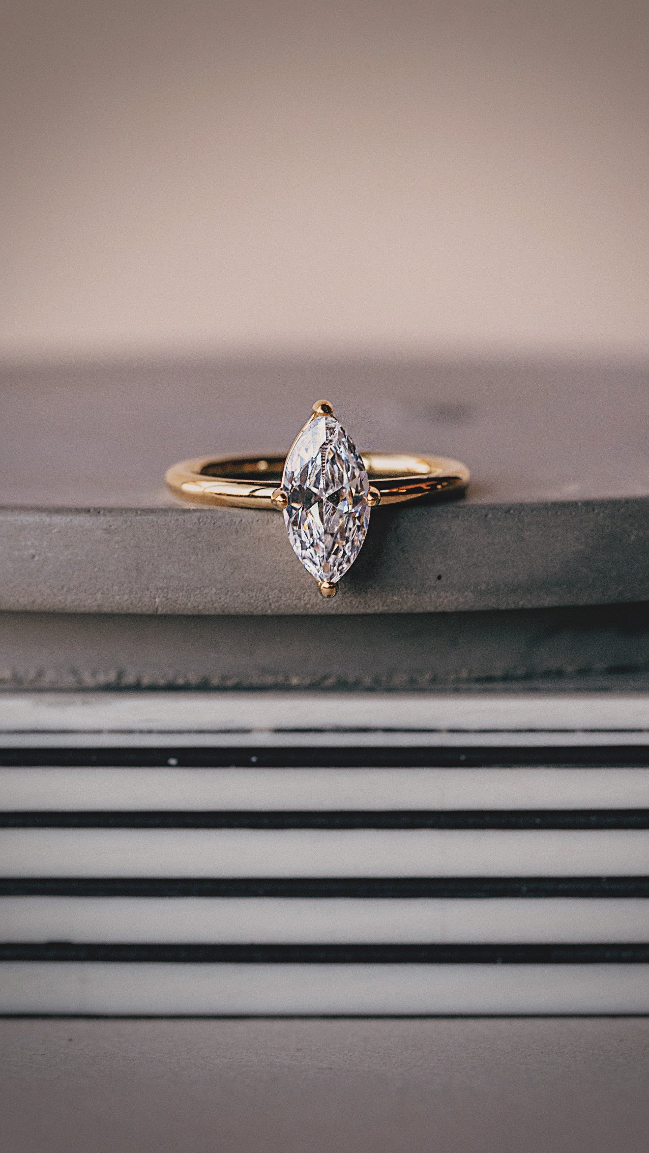 Marquise Solitaire Ring - The Neon Cactus Studio