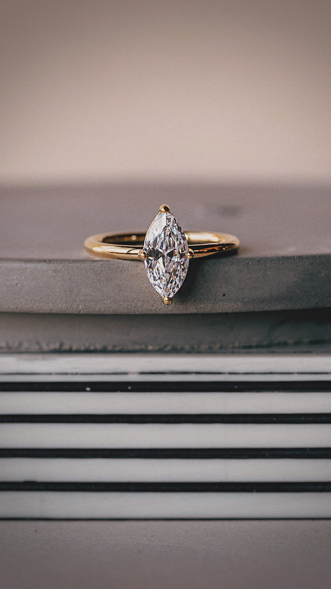 Marquise Solitaire Ring - The Neon Cactus Studio