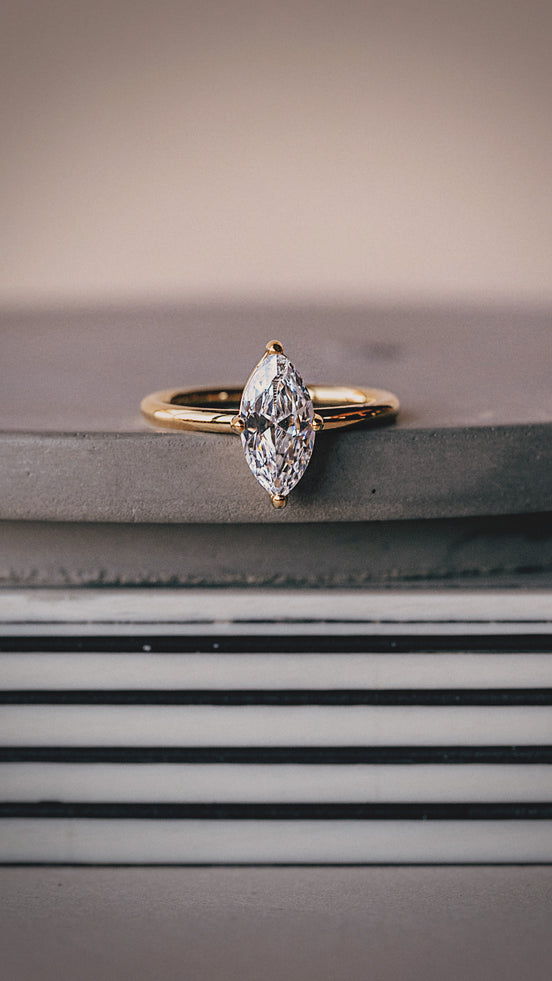 Marquise Solitaire Ring - The Neon Cactus Studio