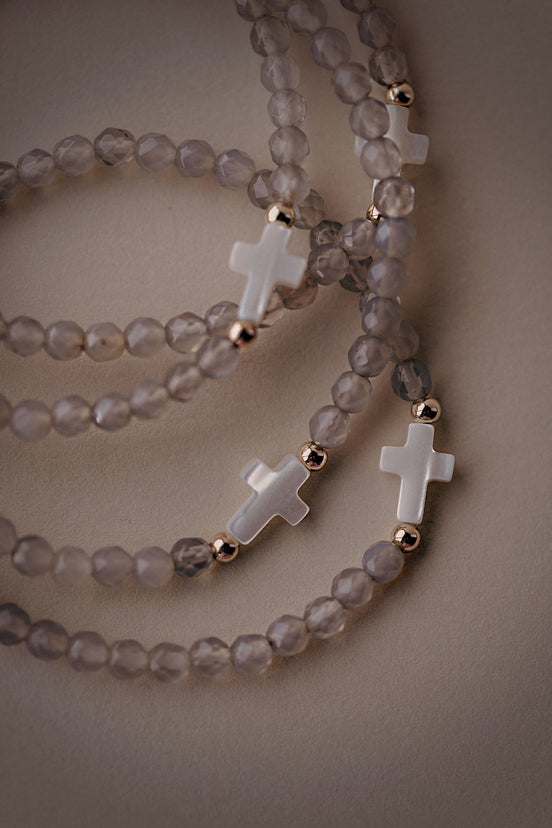Agate Cross Bracelet - The Neon Cactus Studio