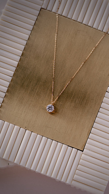 Lab Diamond Dainty Solitaire Necklace