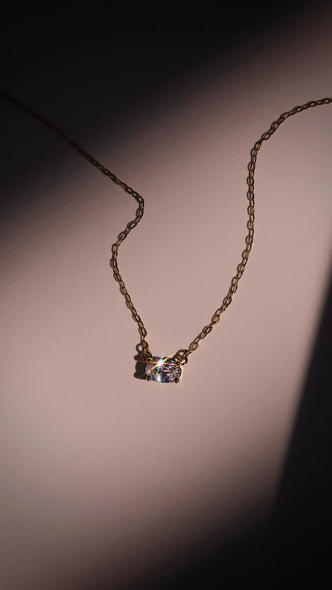 East West Dainty Oval Necklace