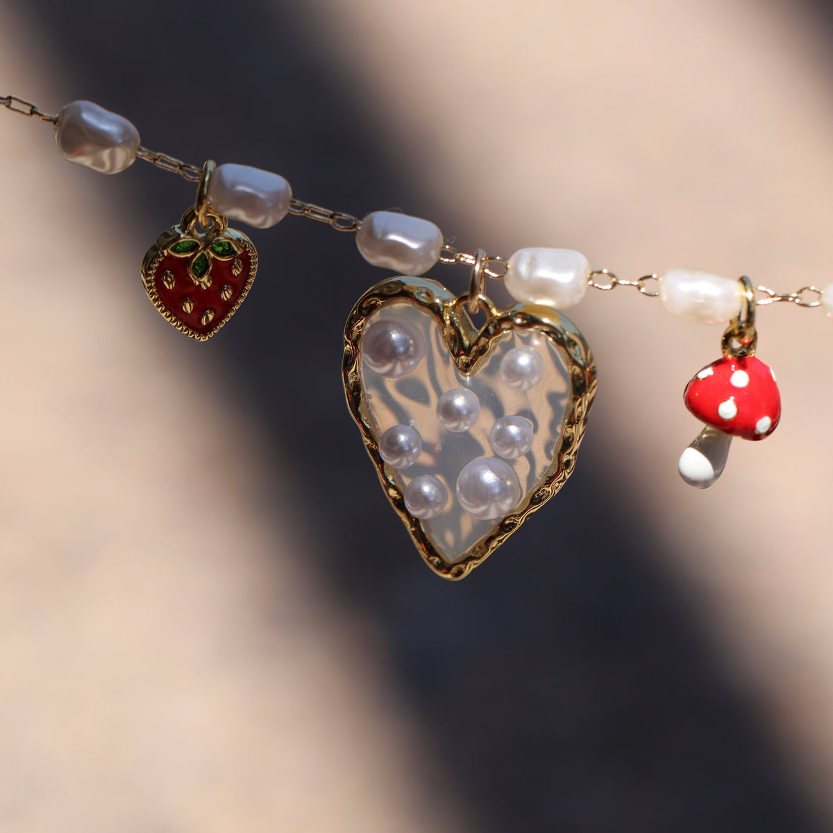 Heart of Pearls Charm Necklace