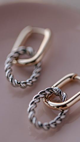 Mixed Metal Twisted Earring