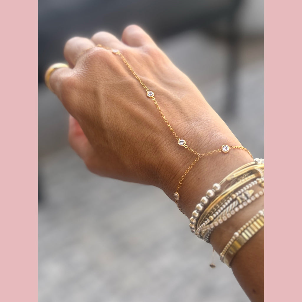 Gold and CZ Hand Chain