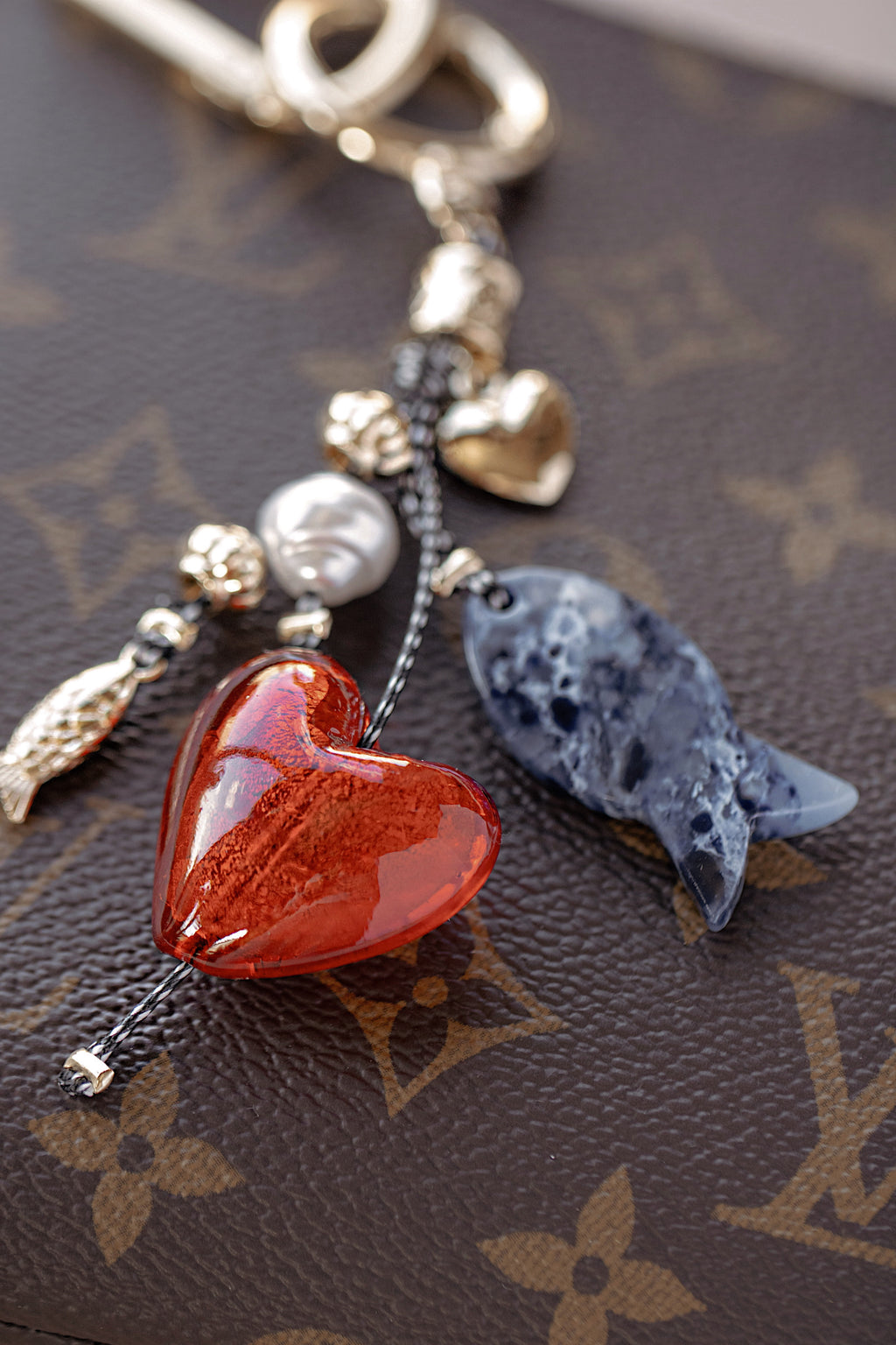 Marble Fish Bag Charm Keychain