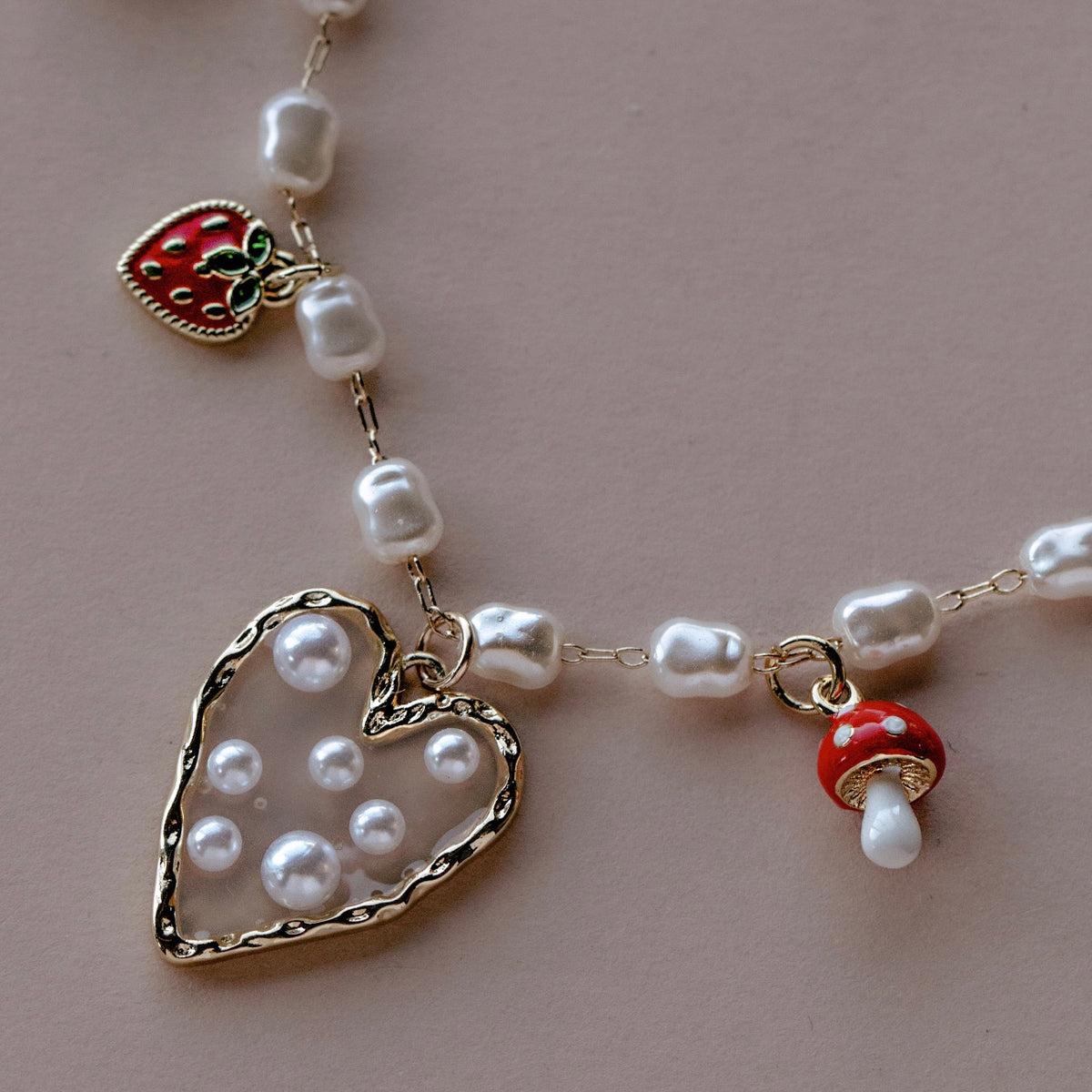 Heart of Pearls Charm Necklace