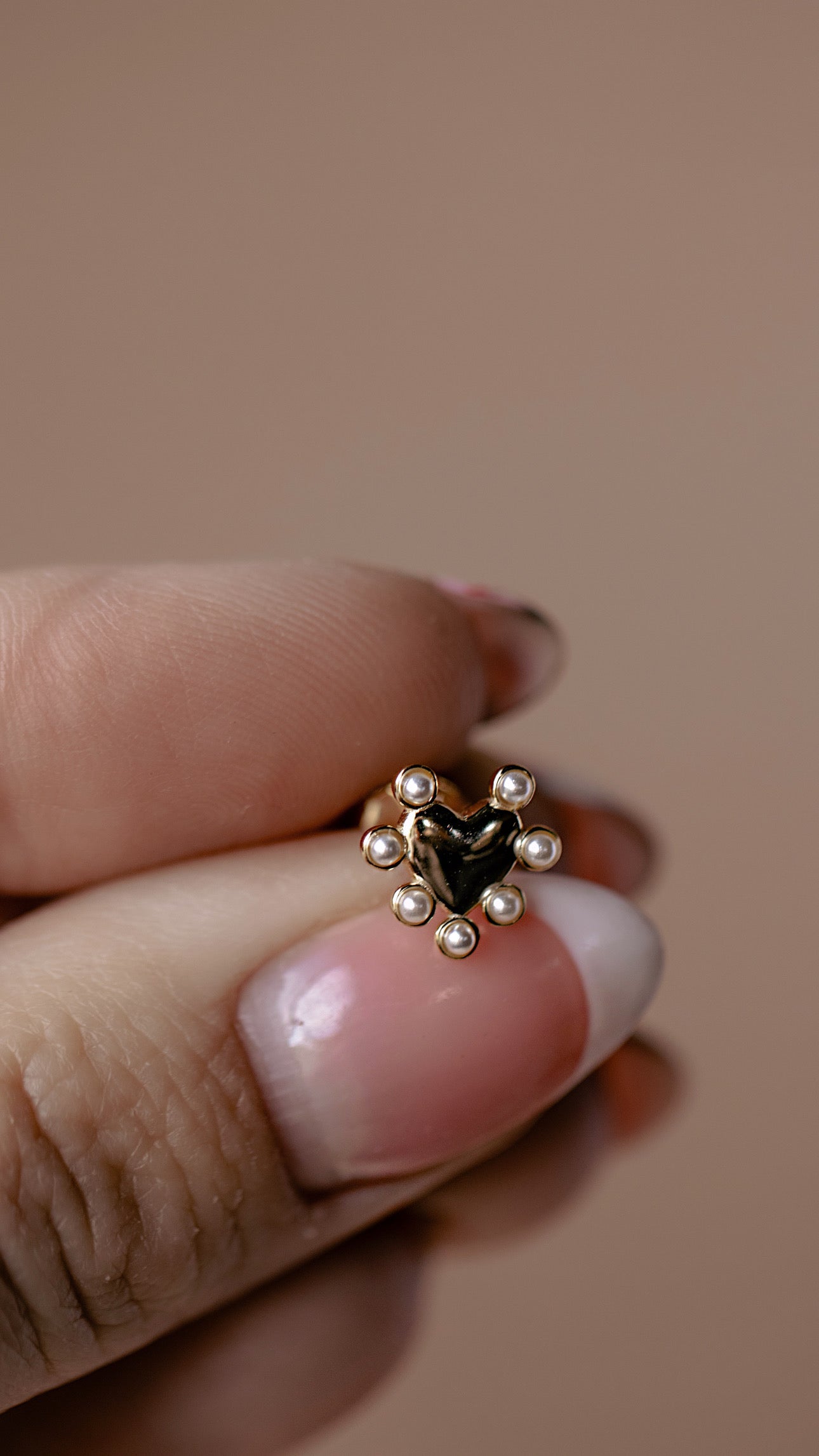 Dotted Pearl Heart Studs