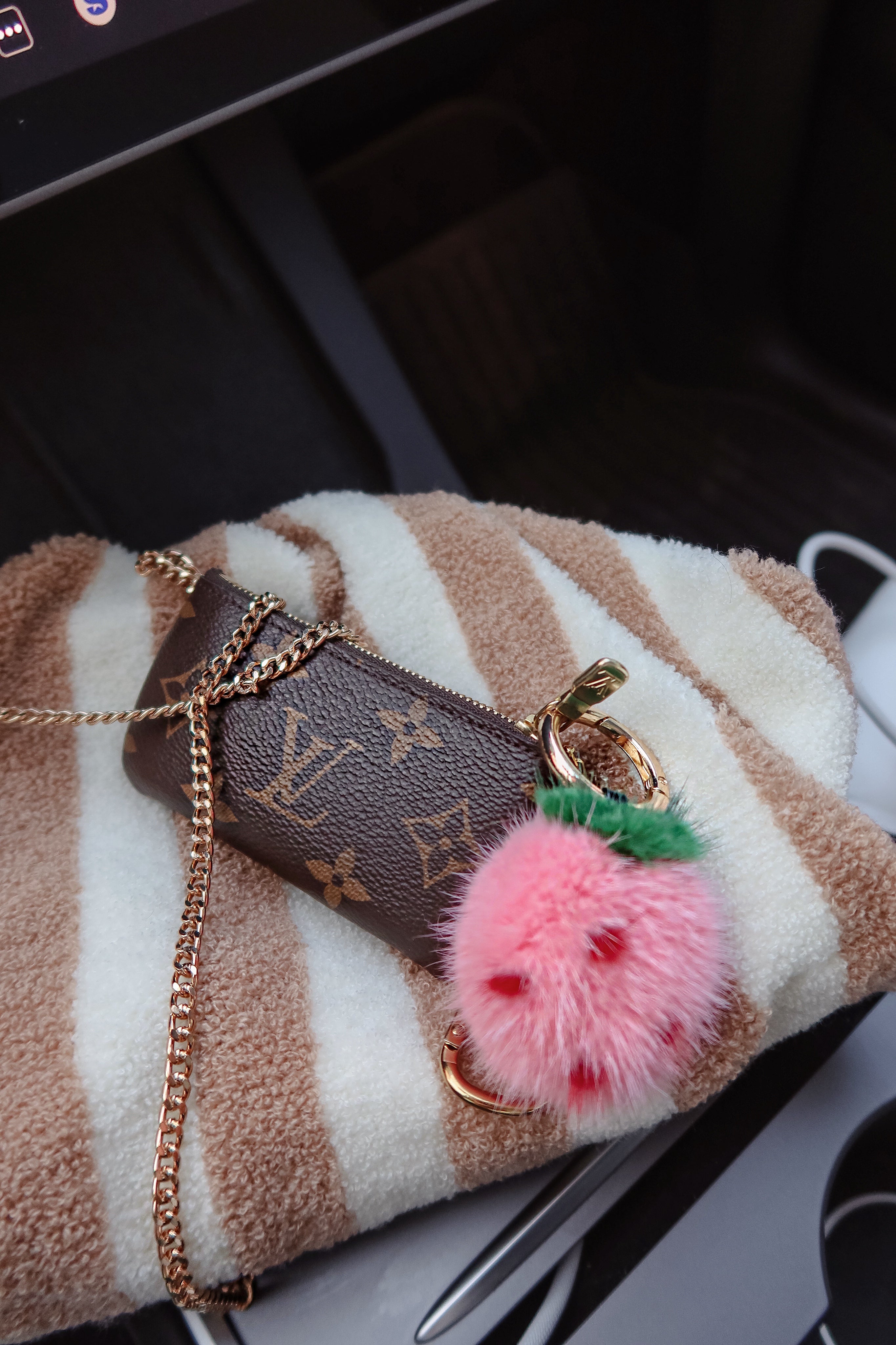 Fuzzy Strawberry Bag Charm