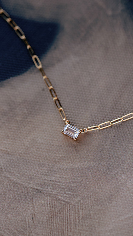 Emerald CZ Chain Necklace