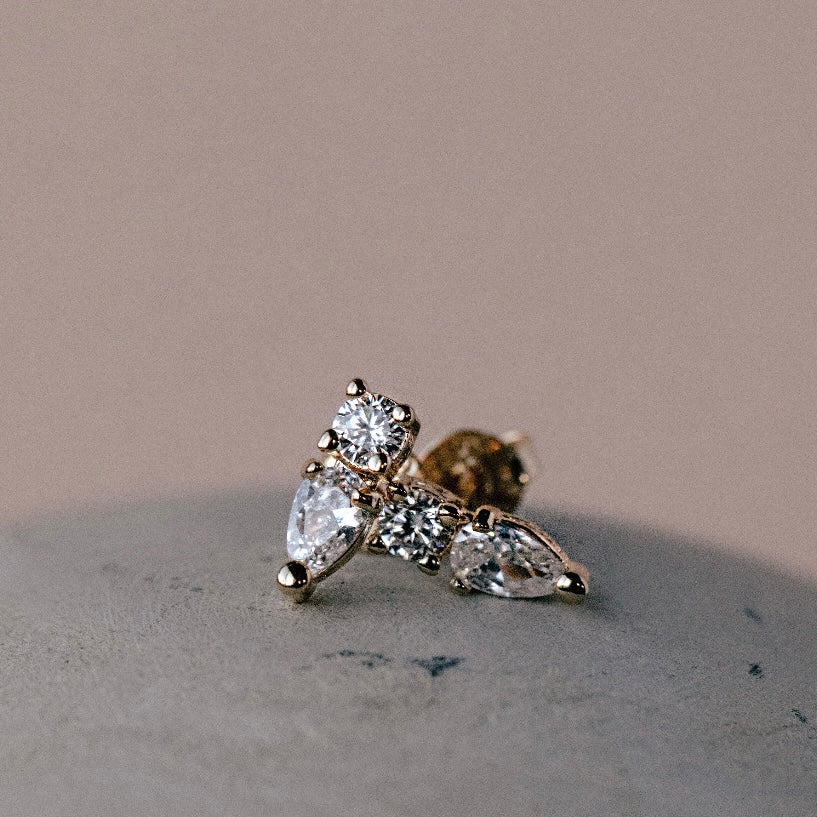 CZ Drop Stud Earrings