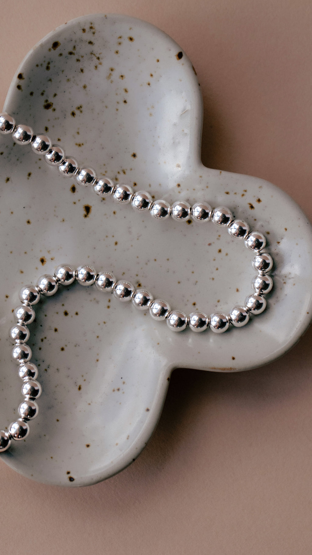 The Luna Silver Beaded Necklace