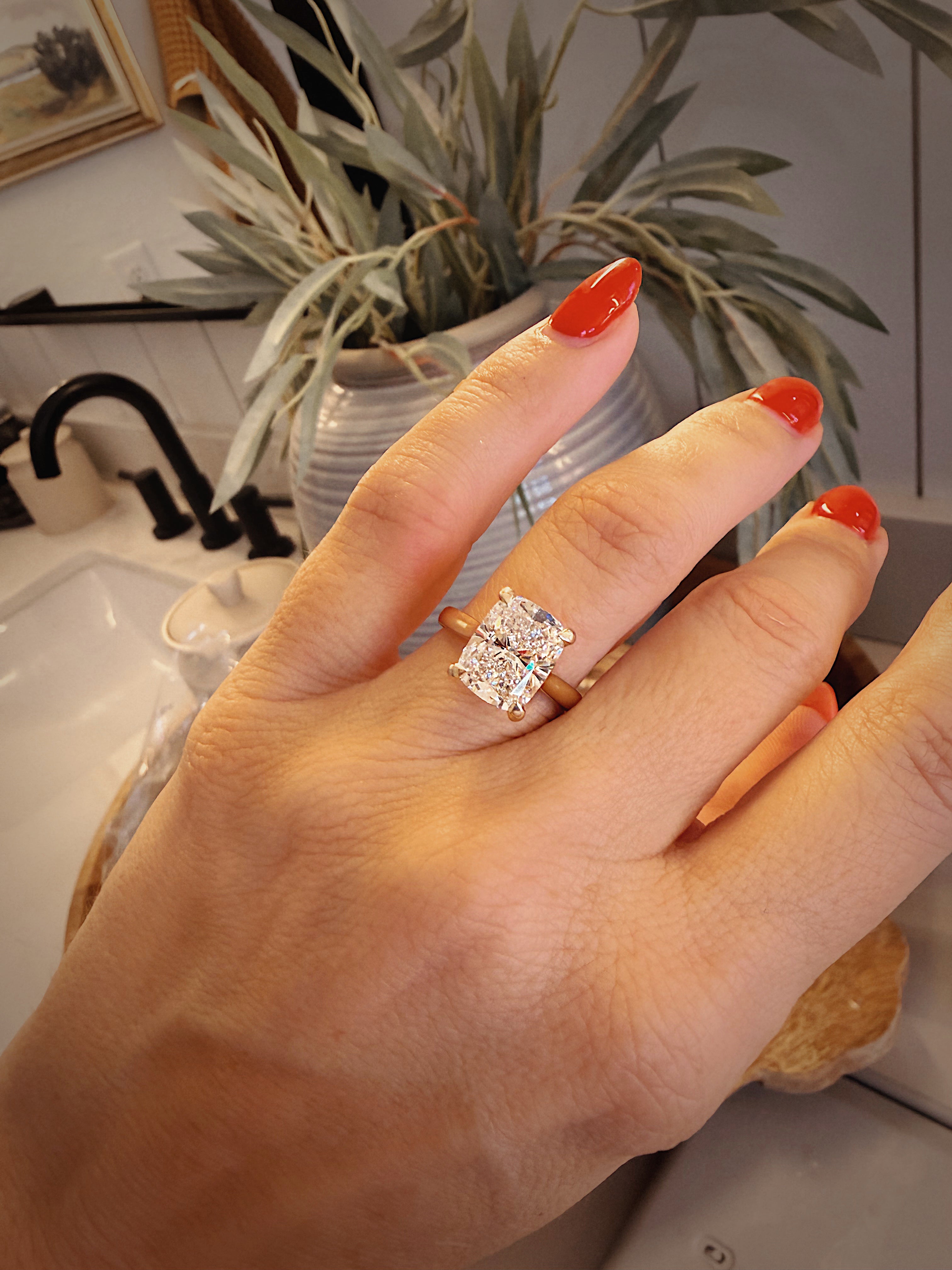 Cushion Cut 4.10 Carat Lab Diamond Ring