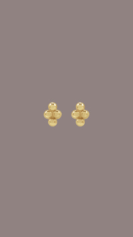 14kt Dainty 4 Bead Stud