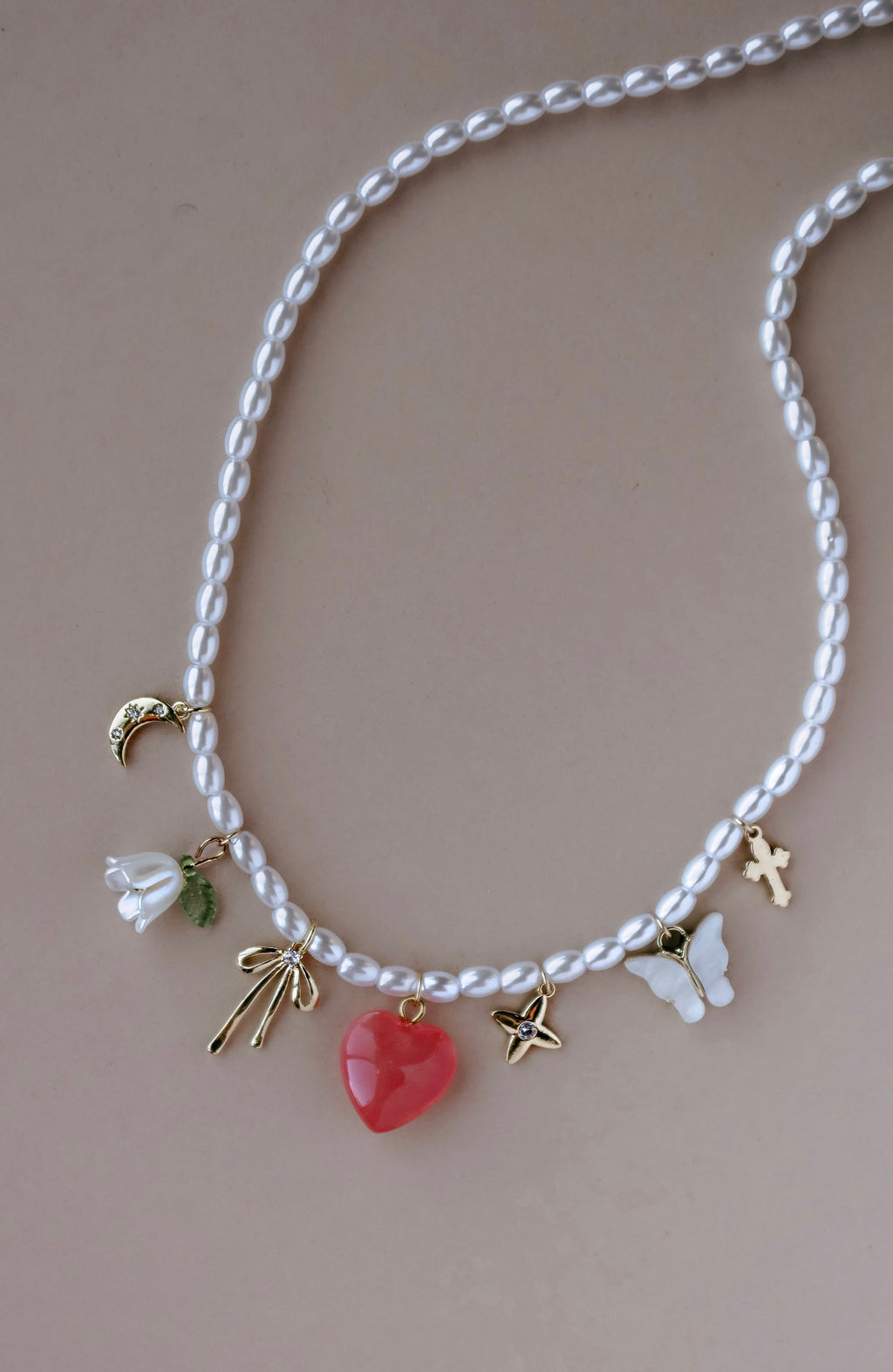 Limited Edition Charm Necklace - Rose Crystal Heart