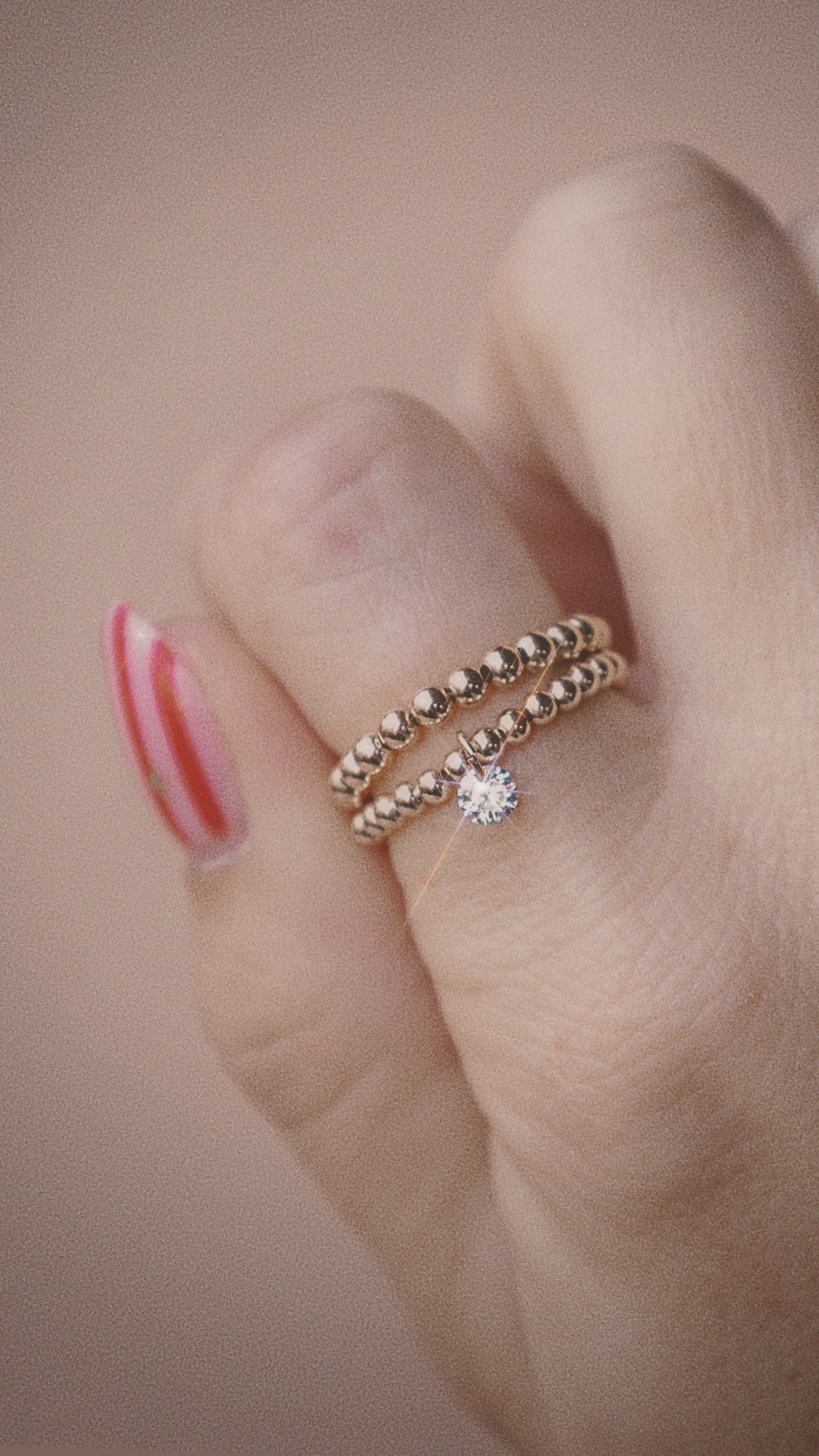 Beaded Floating CZ Ring