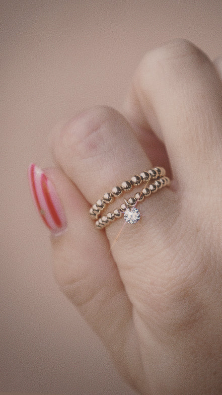 Beaded Floating CZ Ring