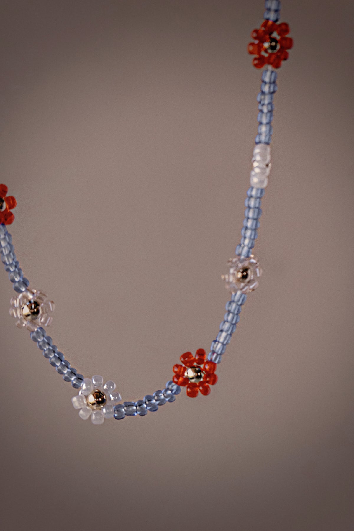Red White and Daisies Necklace
