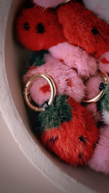 Fuzzy Strawberry Bag Charm