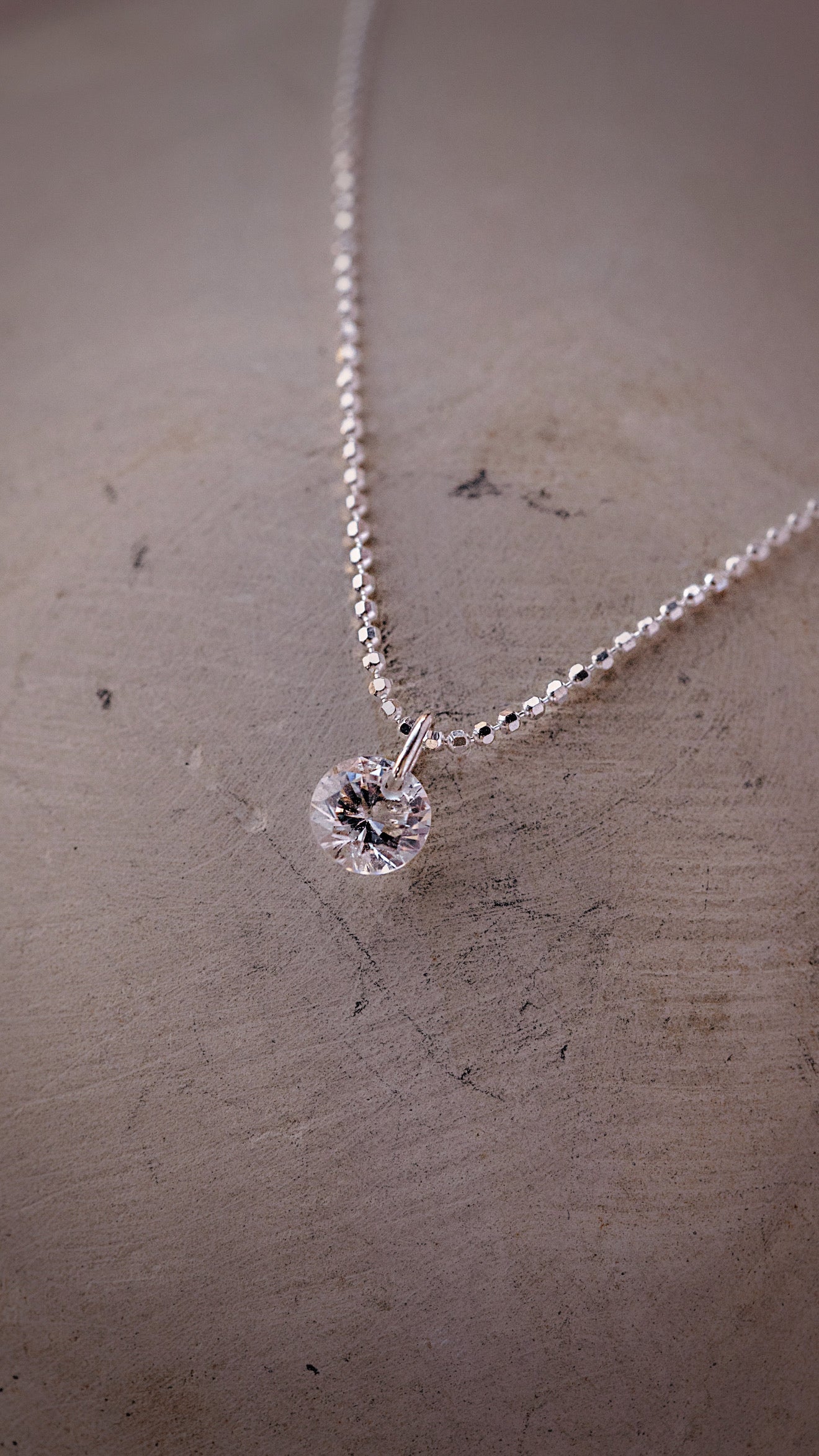 Silver Floating Diamond CZ Necklace