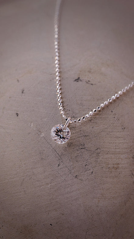 Silver Floating Diamond CZ Necklace