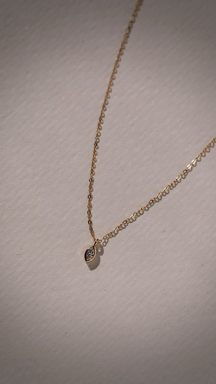 Itty Bitty Marquise Lab Diamond Gold Necklace