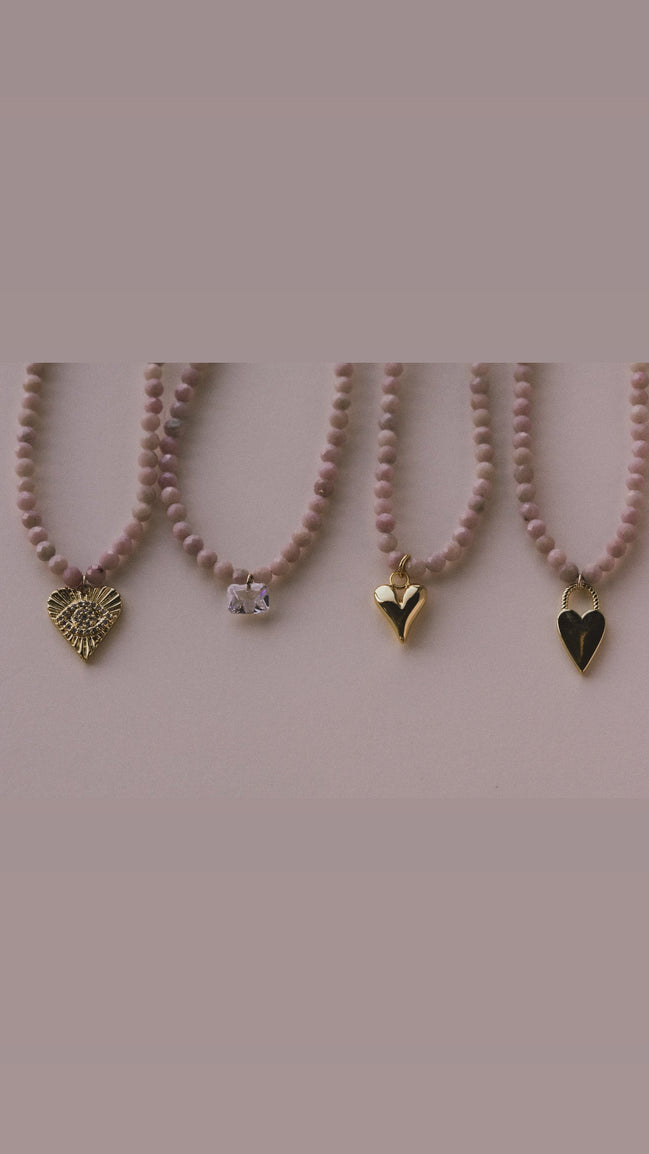 Pink Opal Charm Necklace