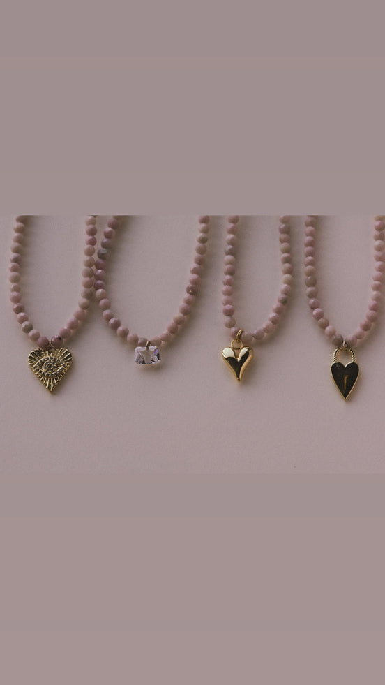 Pink Opal Charm Necklace