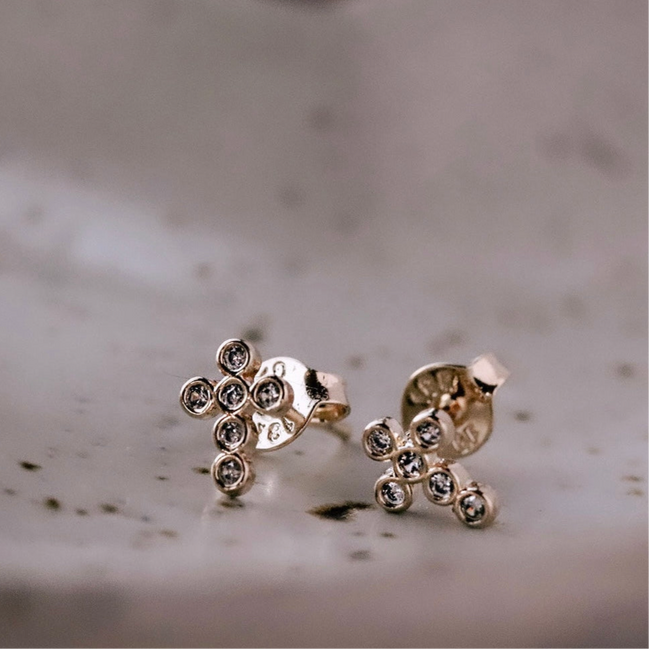 Bezel Cross Studs - The Neon Cactus Studio