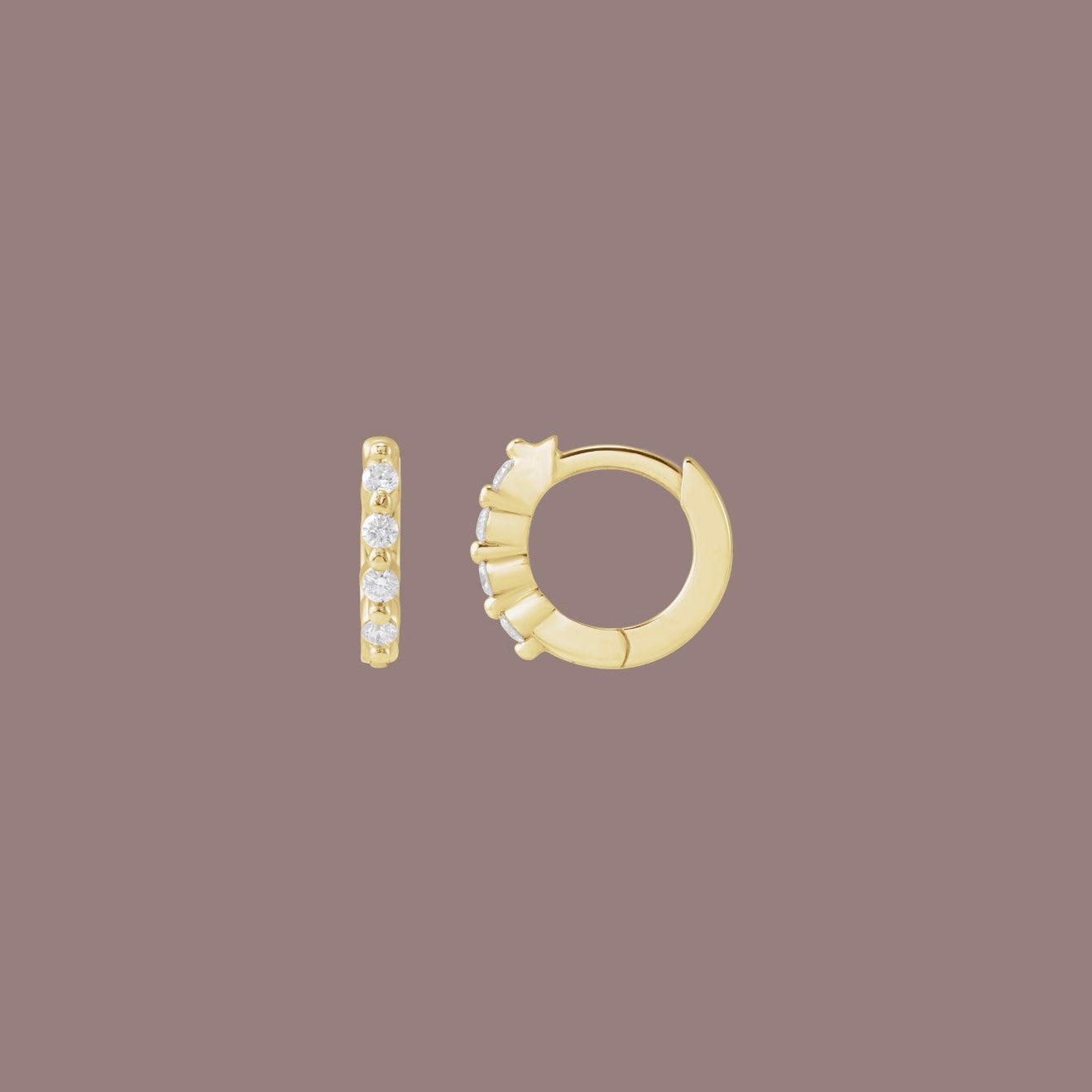 14kt Gold Diamond Huggies