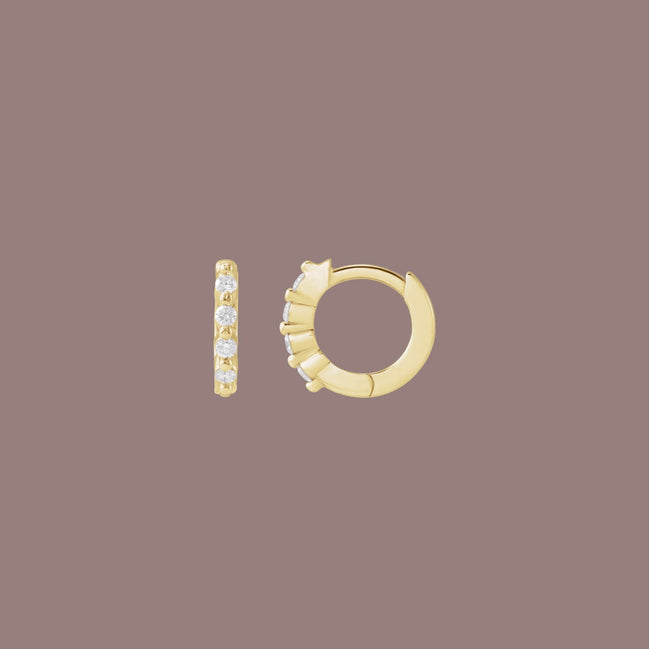14kt Gold Diamond Huggies