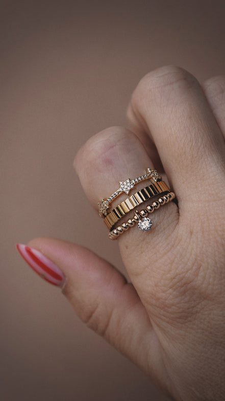 Beaded Floating CZ Ring