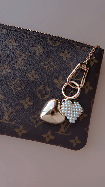 Double Puffy Heart Bag Charm Keychain