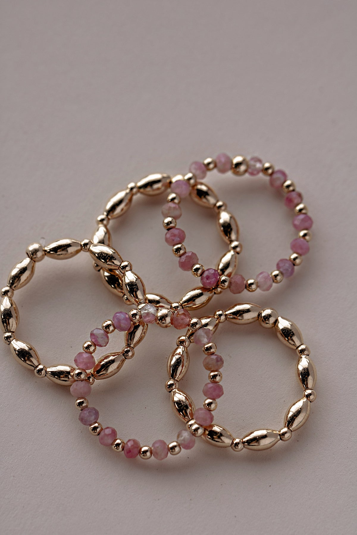 Pink Tourmaline Beaded Ring