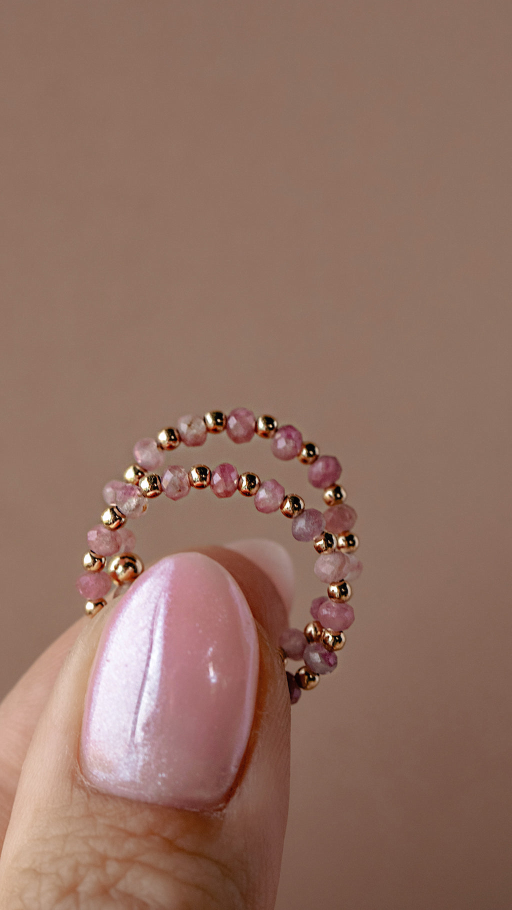 Pink Tourmaline Beaded Ring