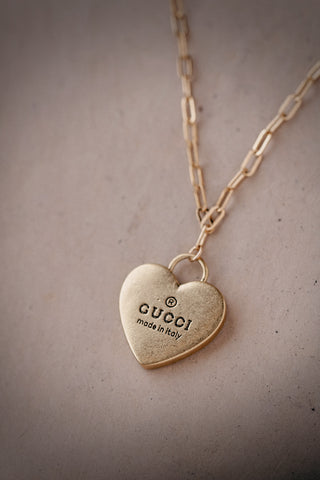 Large Upcycled Gucci Heart Necklace