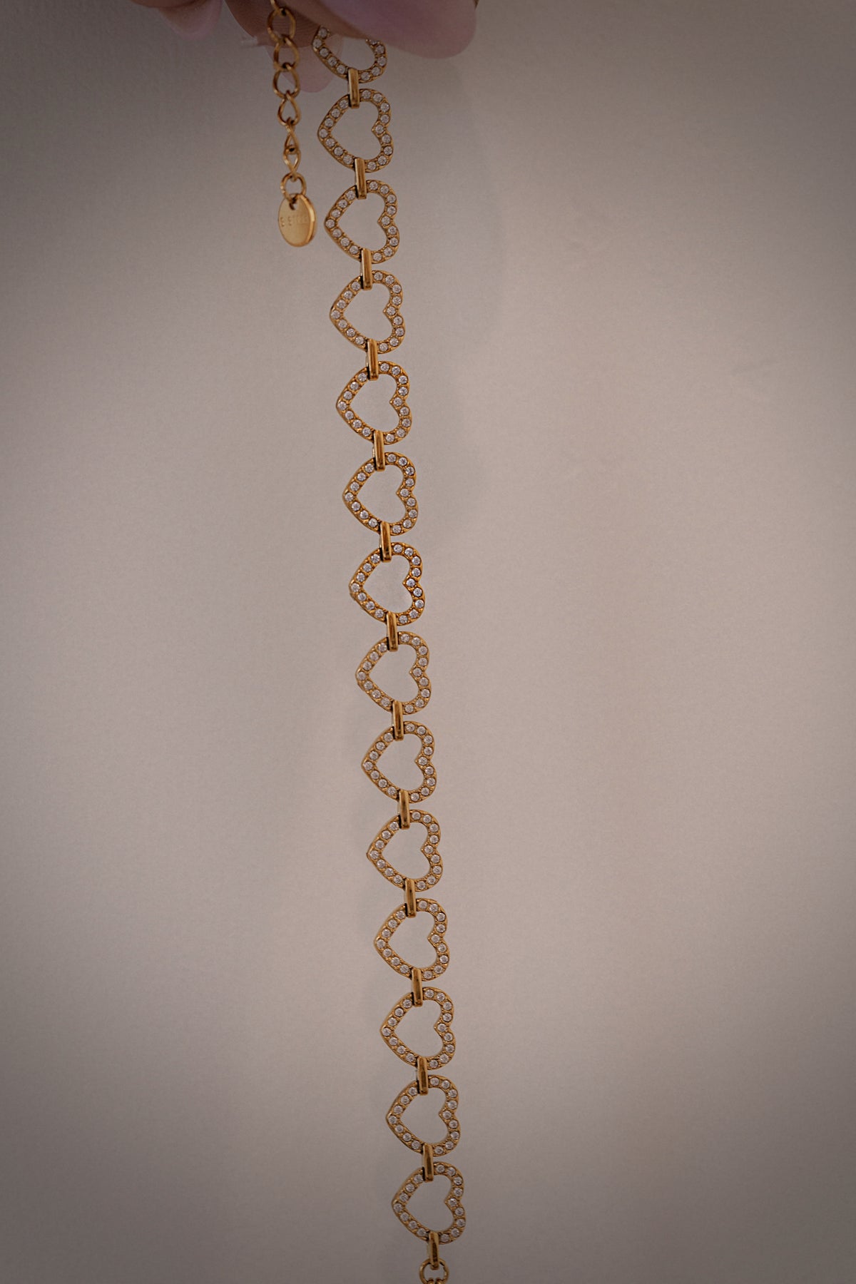 Pave Heart Link Bracelet
