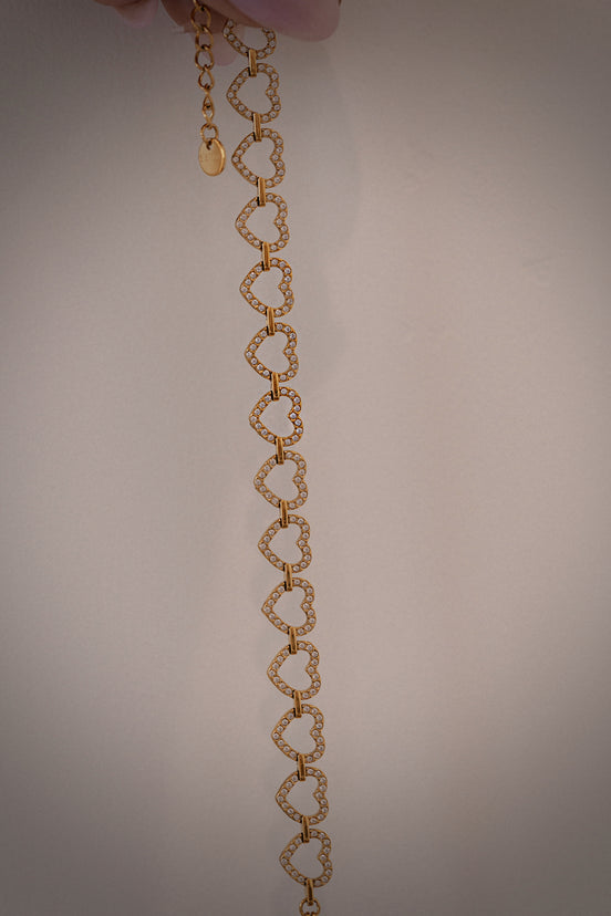 Pave Heart Link Bracelet