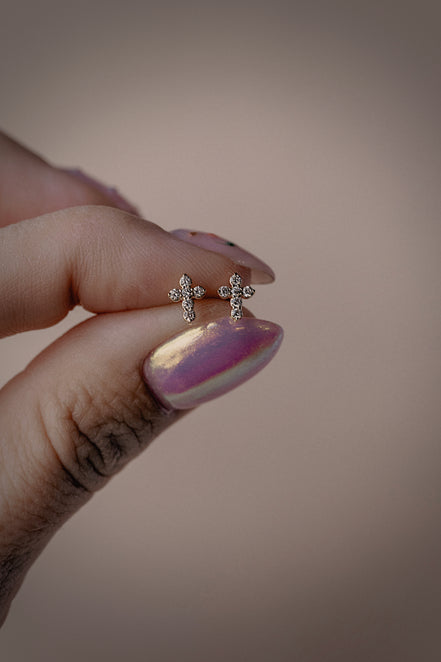 Diamond Cross Stud Earrings