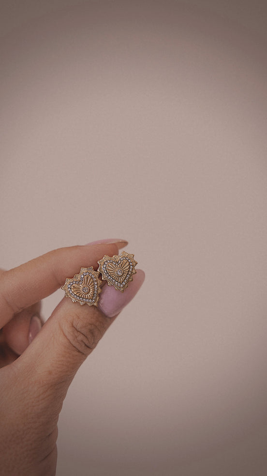 Vintage Heart Studs