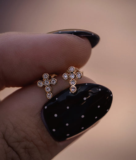 Bezel Cross Studs - The Neon Cactus Studio