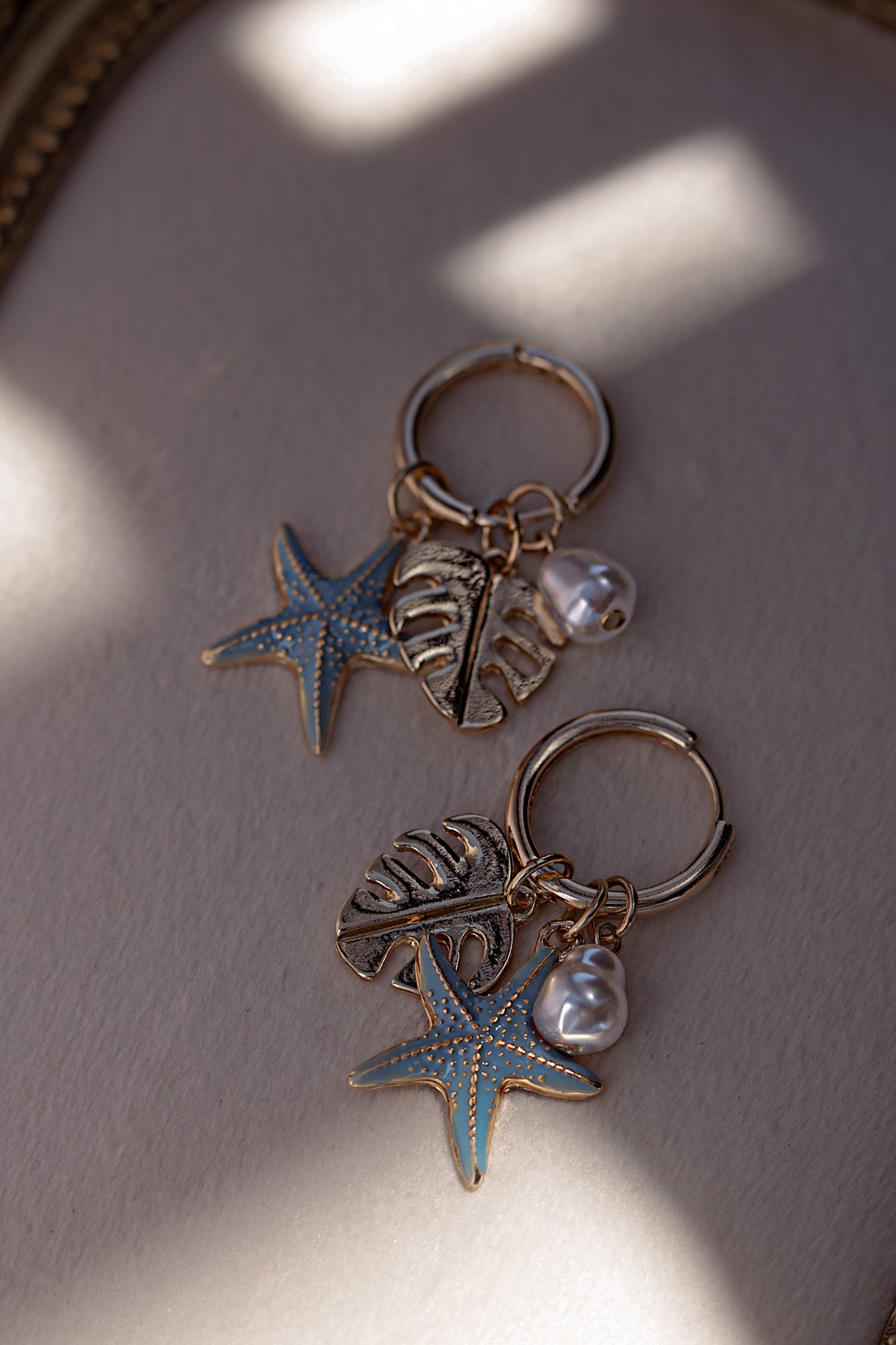 Blue Starfish Charm Earrings