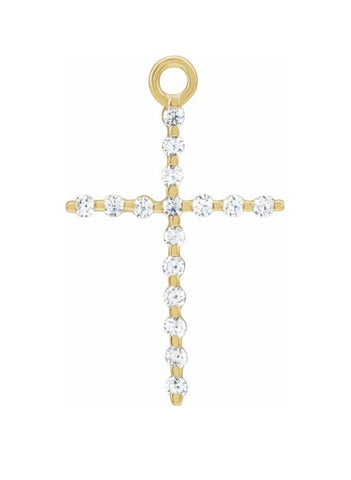 Solid Gold Diamond Cross Charm