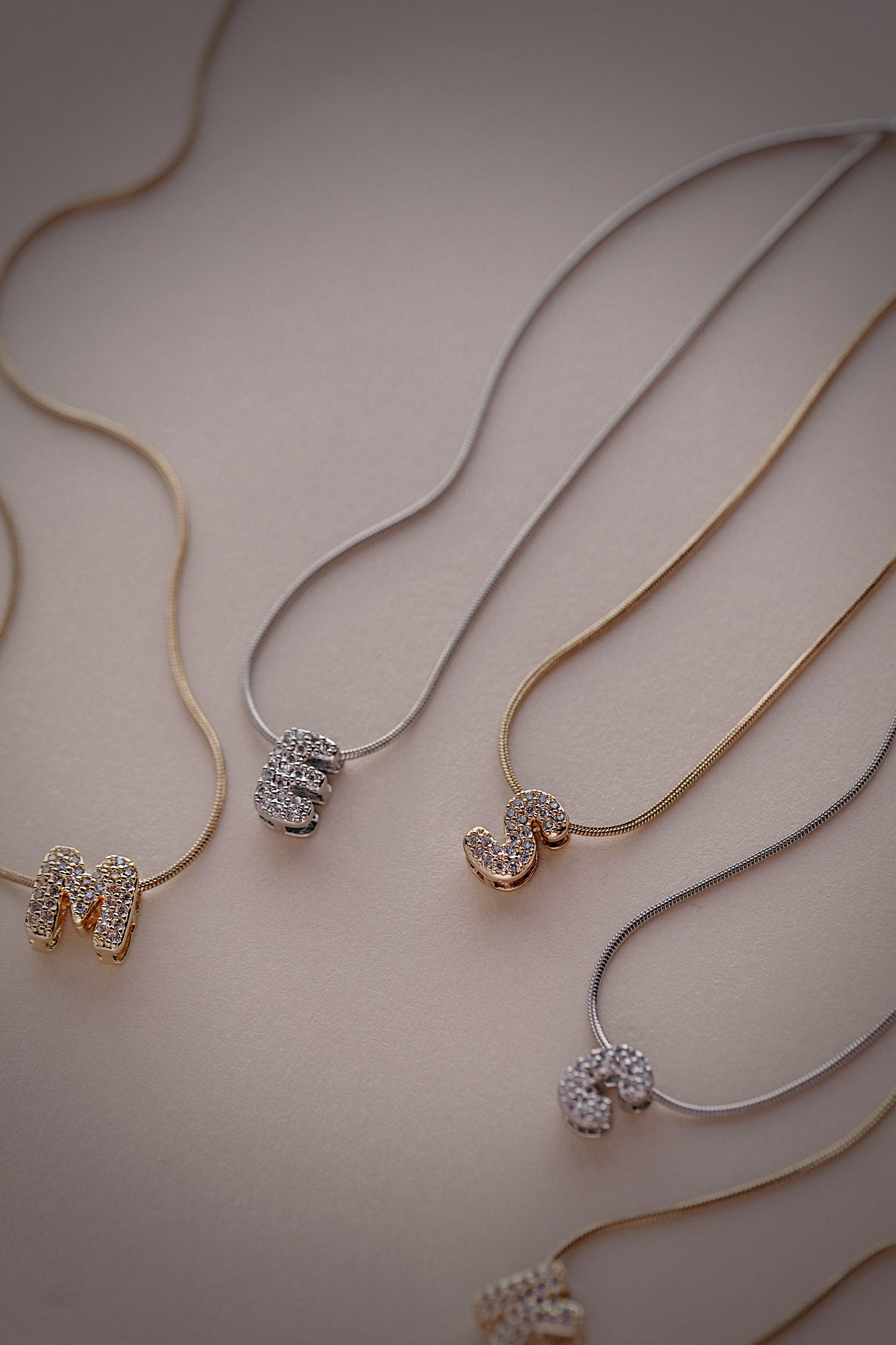 CZ Bubble Letter Necklace