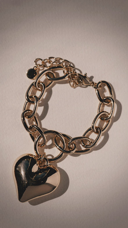 Chunky Gold Heart Bracelet